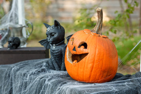 Beautiful autumn Halloween location close-upの写真素材
