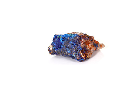 Macro mineral stone Malachite and Azurite against white background, close upの写真素材
