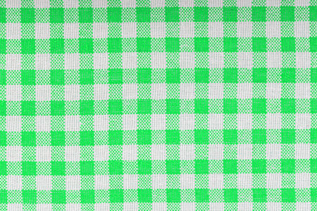 Green and white checkered, pattern, design, cotton fabric for sewing, texture background close-up