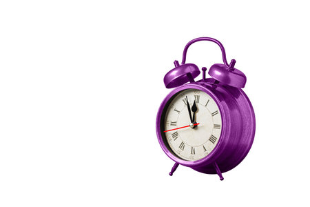 retro clock, watch, pointer clock, alarm clock on isolated white background close up