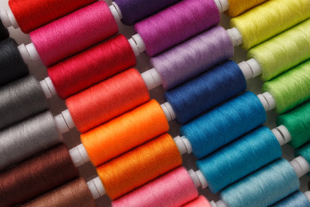 Set of colorful spools of thread close upの写真素材