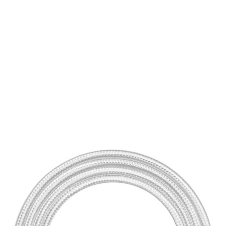 White cable twisted into a semicircle on a white isolated background close-up