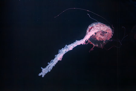 underwater photos of purple striped jelly chrysaora colorata close-up