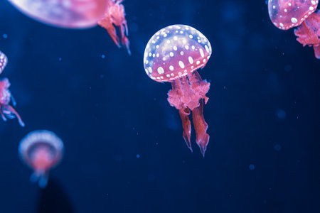underwater photography jellyfish mastigias papua, spotted jelly, lagoon jelly, golden medusa...