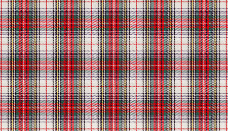 Classic Scottish tartan fabric texture featuring rich red, green, and white hues. Perfect for fashion designs, holiday decorations, interior textiles, or as a versatile background for creative projectsの写真素材