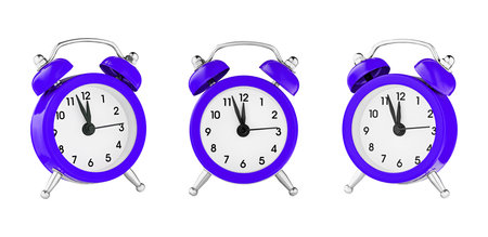 classic watch, pointer clock, Purple, violet color alarm watch on isolated white background close up