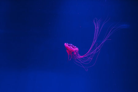 underwater photos of jellyfish chrysaora pacifica jellyfish japanese sea nettle close-upの写真素材