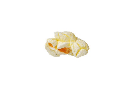 macro popcorn on isolated and white background close upの写真素材