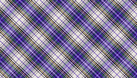Classic Scottish tartan fabric texture featuring rich Purple, green, and white hues. Perfect for fashion designs, holiday decorations, interior textiles, or as a versatile background for creative projectsの写真素材