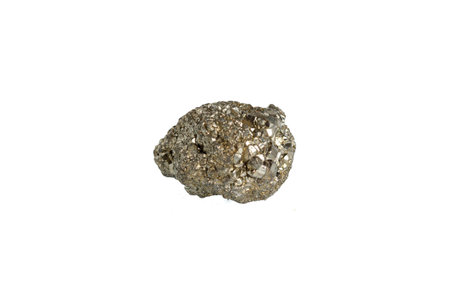 pyrite mineral stone macro on white background close upの写真素材