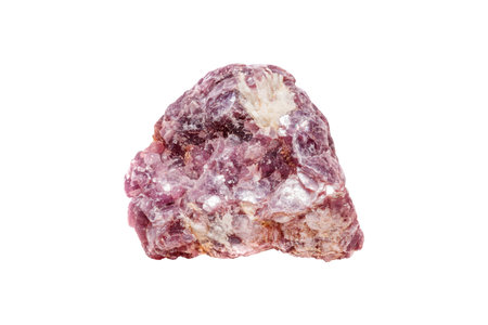 Lepidolite mineral stone in the rock a white background close upの写真素材