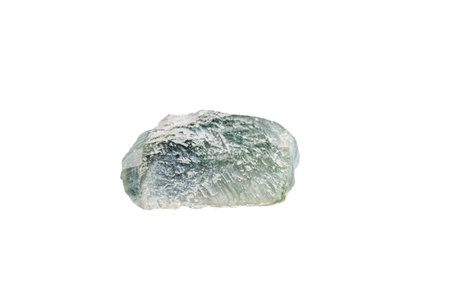 green tourmaline mineral stone macro on white background close upの写真素材