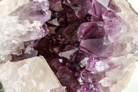 Amethyst Crystal Druse macro mineral on white background close upの写真素材
