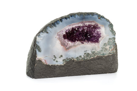 Amethyst Crystal Druse macro mineral on white background close upの写真素材