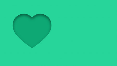 Green textured canvas background with heart shape cutout close upの写真素材