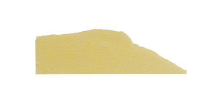 Yellow painter's tape isolated on white background, macro. Torn, crumpled, twisted strips of yellow painter's tape on white background, close-up.の写真素材