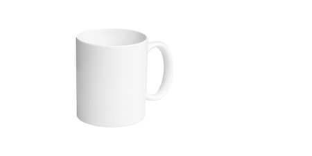 white cup for tea or coffee on isolated white background close upの写真素材