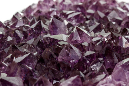 Amethyst Crystal Druse macro mineral on white background close upの写真素材