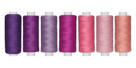 A vibrant thread mesh in purple, pink and magenta is perfect for crafting projects. Its bright colors inspire creative sewing ideas.の写真素材