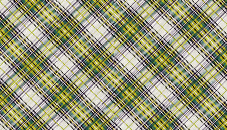 Vibrant Yellow and green plaid pattern on a white base, inspired by traditional Scottish tartan....