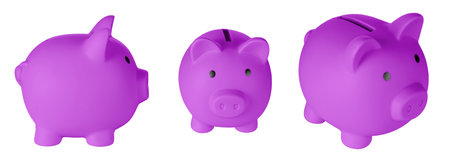 Set Piggy bank pig Pink color on isolated white background close upの写真素材