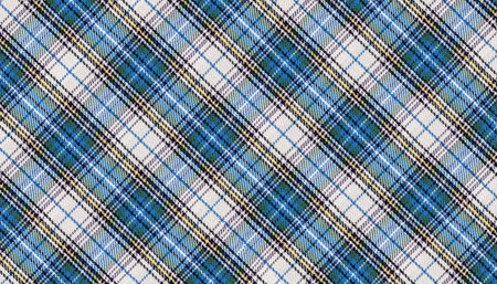 Vibrant Blue and green plaid pattern on a white base, inspired by traditional Scottish tartan. Ideal for clothing, festive packaging, digital art, or cozy home decor ideasの写真素材
