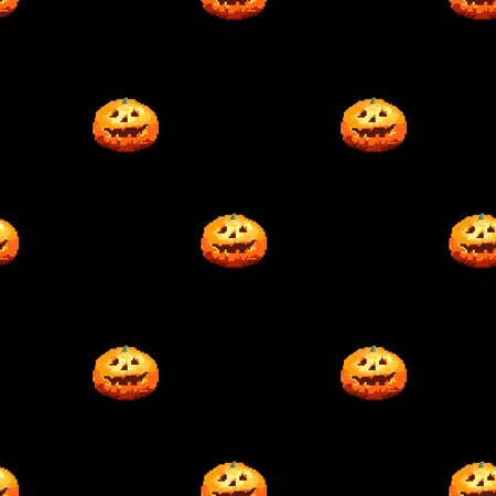 8bit pumpkin halloween on a black backgroundのイラスト素材