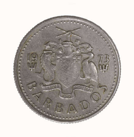 ten cent coin from barbados isolated on white backgroundの写真素材