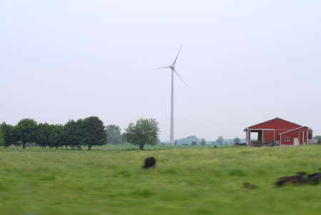 wind turbine in rural Huron County, Ontario, Canadaの写真素材
