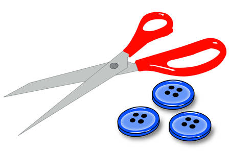 sewing scissors and buttons - vectorのイラスト素材