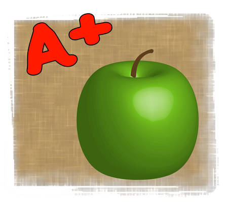 3D apple with A+ - making the grade in school - vectorのイラスト素材