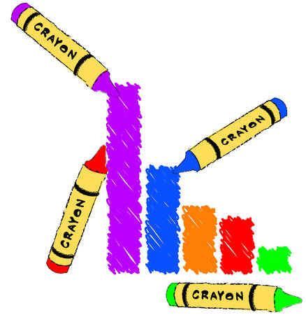 bar graph made with different color crayons - vectorのイラスト素材