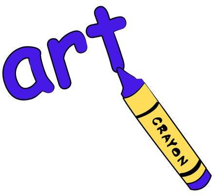 blue crayon writing the word art - education concept - vectorのイラスト素材