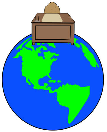office desk sitting on top of the world - vectorのイラスト素材