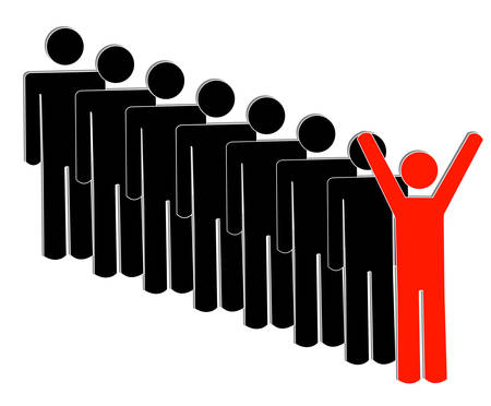 stick figures people with front man having success - vectorのイラスト素材