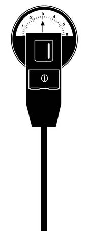 black silhouette of parking meter with three hours time - vectorのイラスト素材