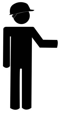 stick figure or man wearing construction hat - vectorのイラスト素材