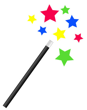 magic or magician's wand with bright stars - vectorのイラスト素材