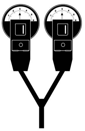 silhouette of double parking meter with time - vectorのイラスト素材