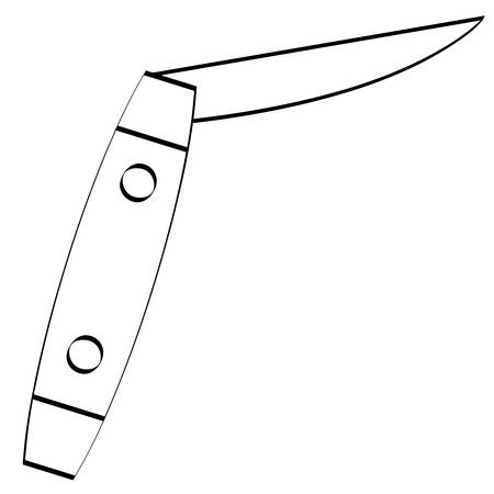 outline of traditional pocket knife with metal blade exposed - vectorのイラスト素材