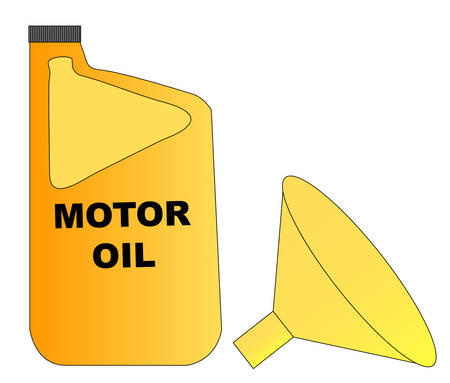 yellow plastic bottle of motor oil with funnel - vectorのイラスト素材