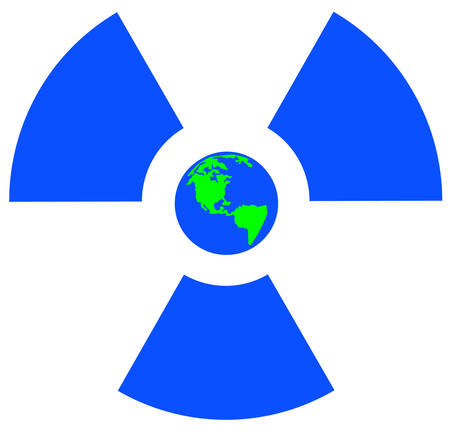 blue radio active symbol with earth or globe center - vectorのイラスト素材