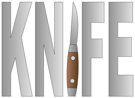 pocket knife as part of the i in the word knife - vectorのイラスト素材