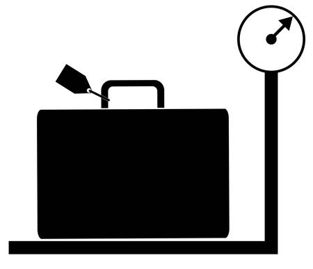 luggage with tag sitting on weigh scales - illustrationのイラスト素材