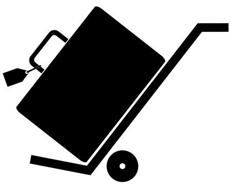 silhouette of hand trolly or cart with luggage on itのイラスト素材