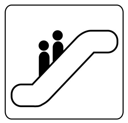 sign showing two people riding on an escaltor のイラスト素材