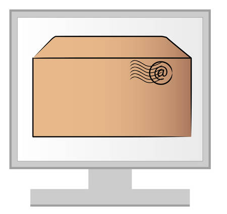 computer monitor with email letter on the screenのイラスト素材