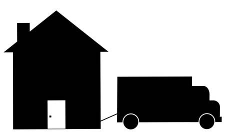 truck towing house away - foreclosure or movingのイラスト素材