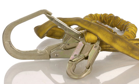  industrial safety harness equipment with reflection on white background の写真素材