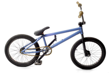 bmx bicycle or bike with reflection on white backgroundの写真素材